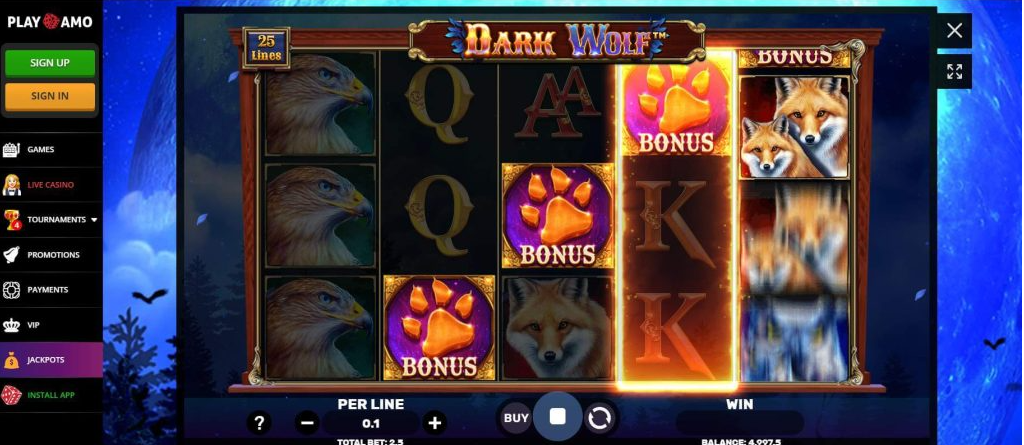Dark Wolf at the PlayAmo Casino